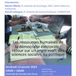 Séminaire « Les ressources humaines de la démocratie électorale »