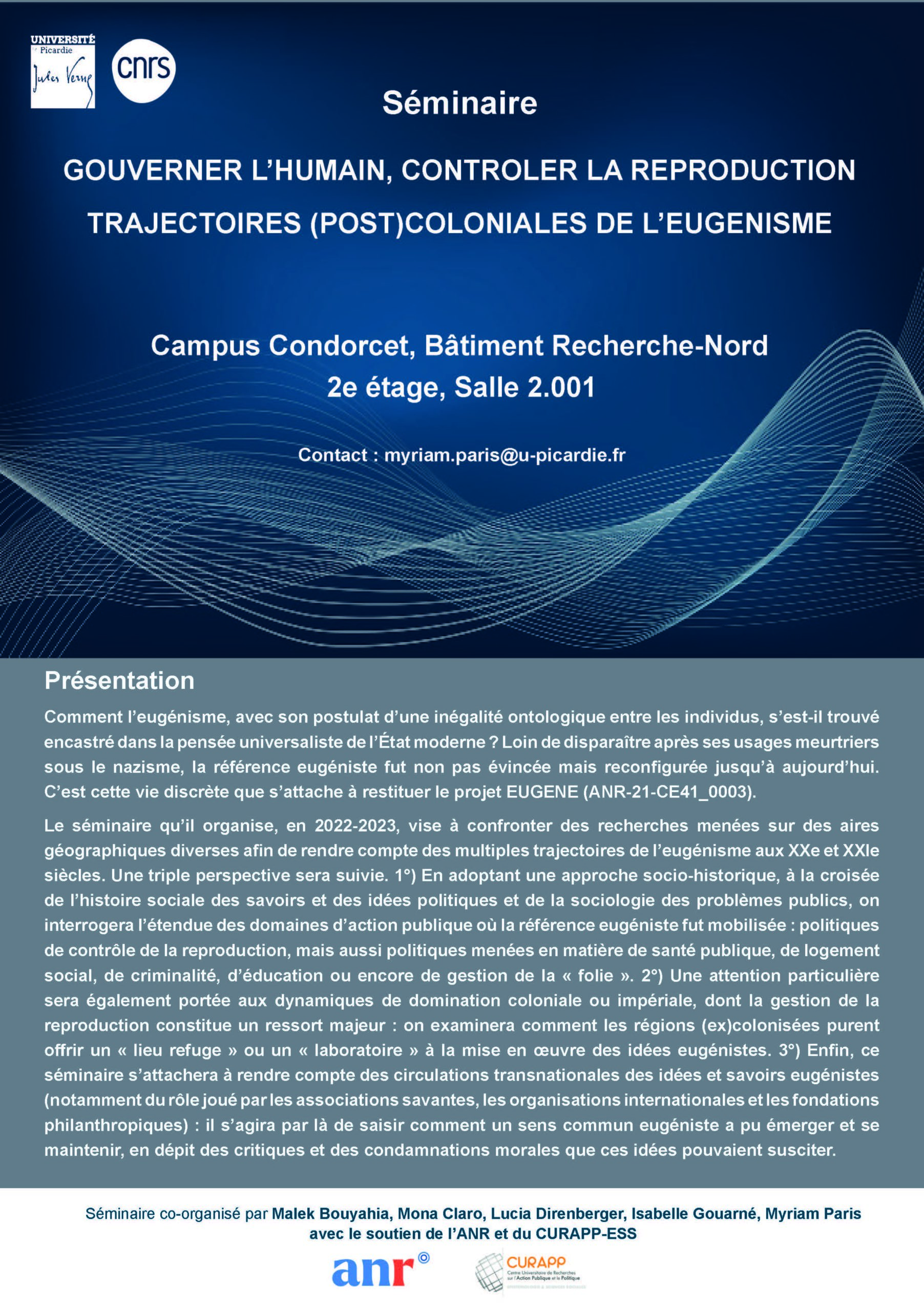 Séminaire Gouverner l'humain, contrôler la reproduction. Trajectoires (post)coloniales de l'eugénisme