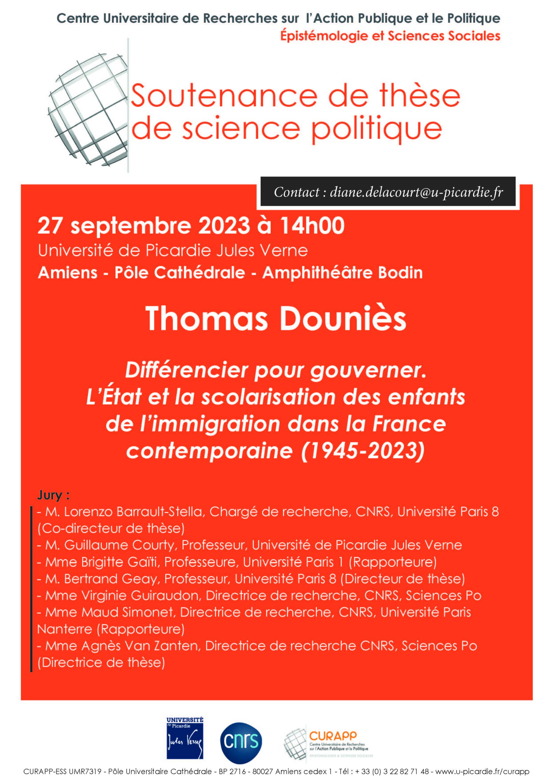 Soutenance de thèse de Thomas Douniès en science politique