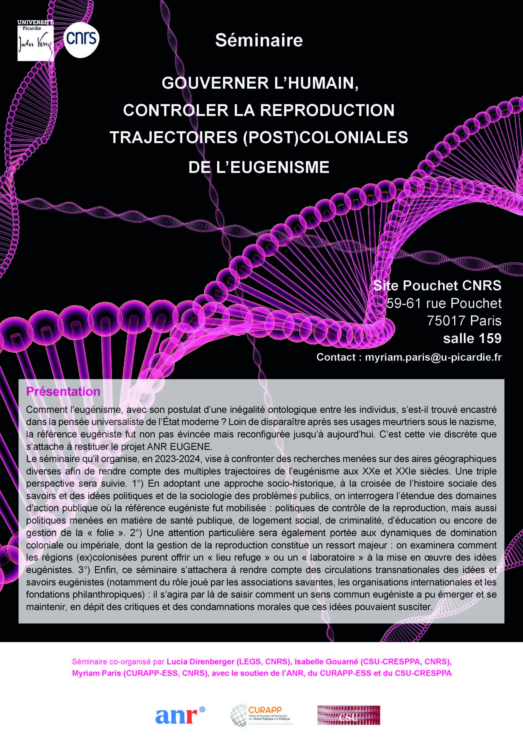 Séminaire Gouverner l’humain, contrôler la reproduction. Trajectoires (post)coloniales de l’eugenisme