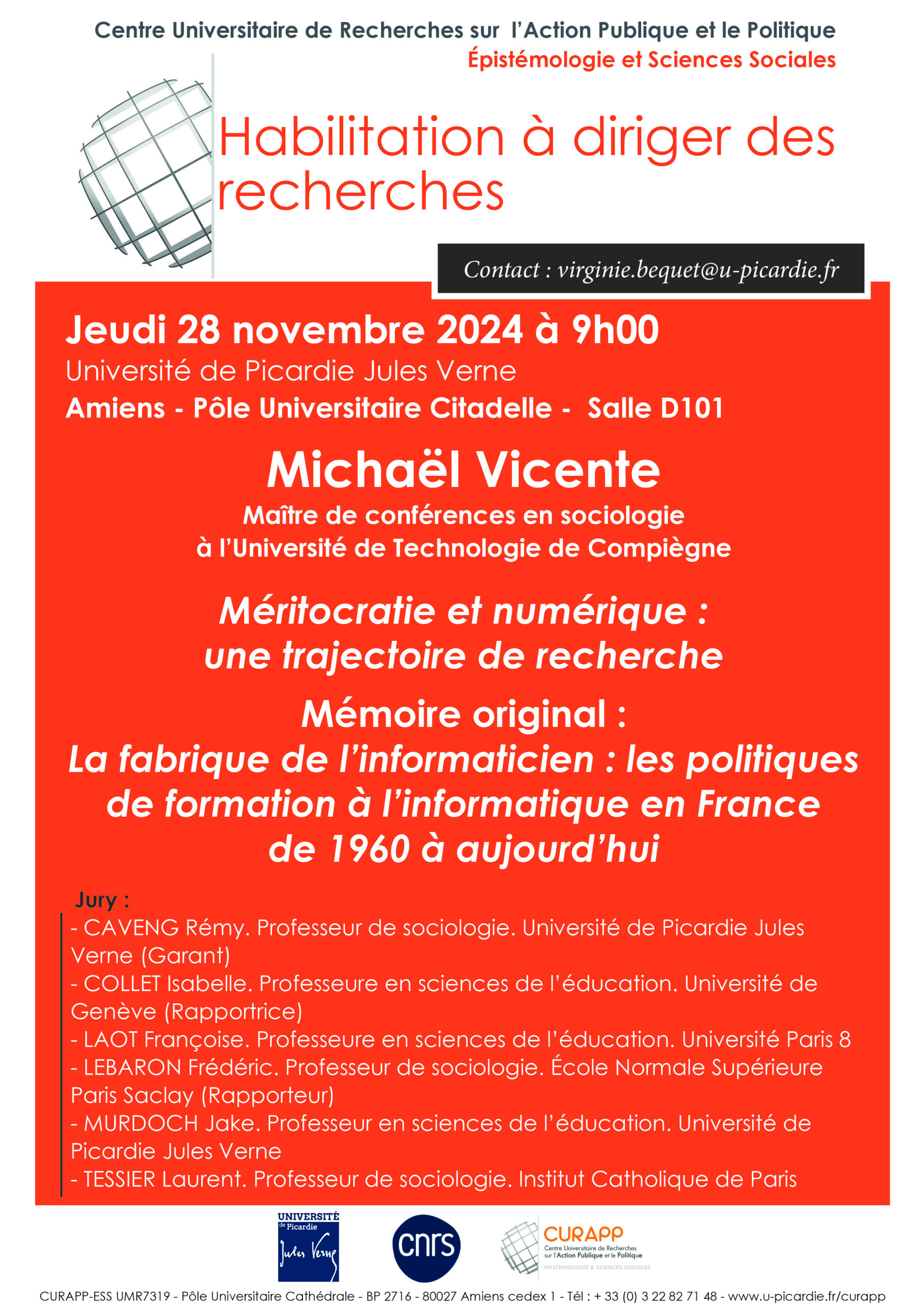 Habilitation à diriger des recherches Michaël Vicente
