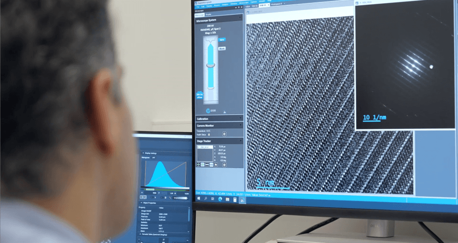 Observation d'une image microscopique sur écran d'analyse scientifique
