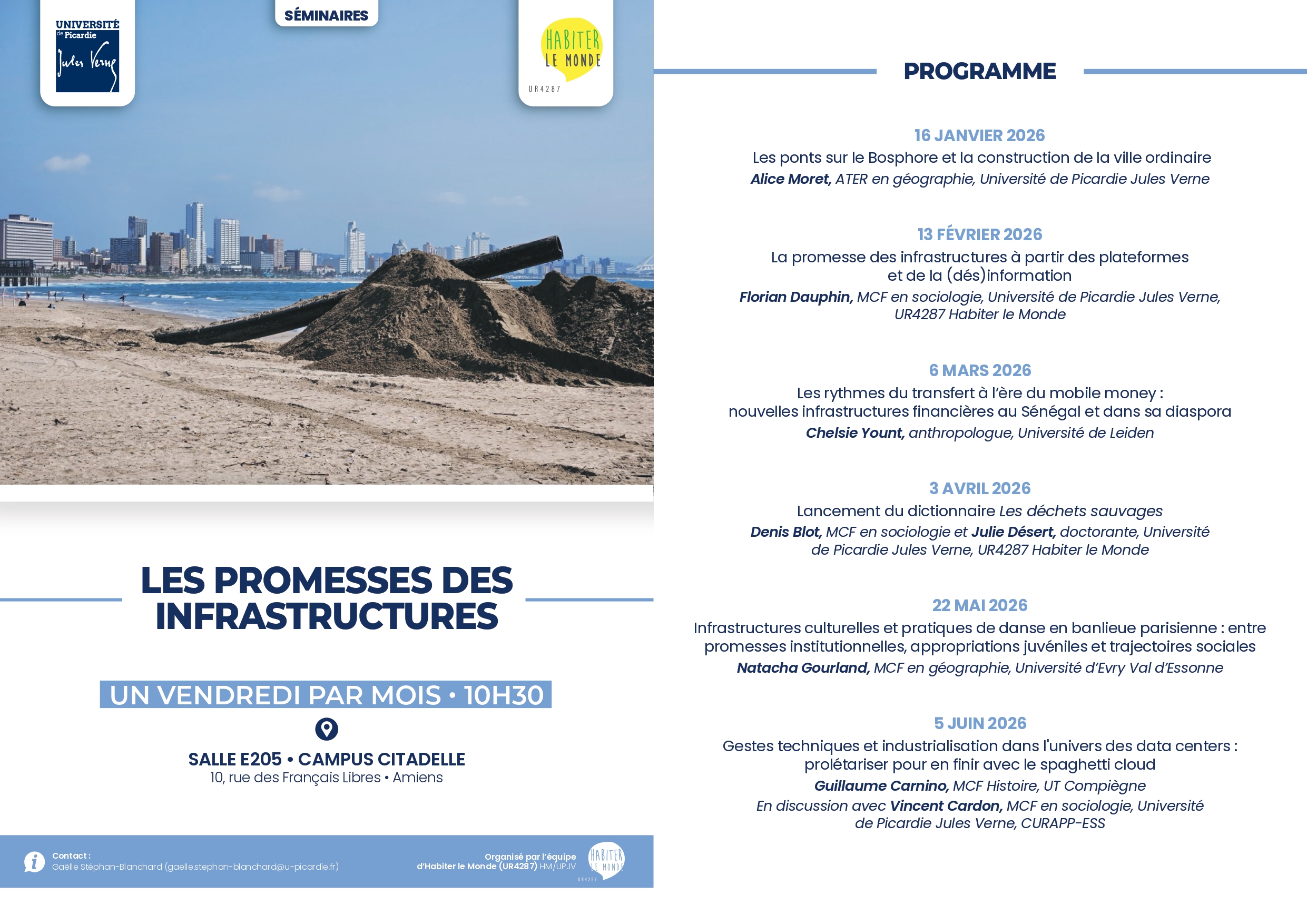 Programme du séminaire de laboratoire - janv/juin 2026 - Les promesses des infrastructures