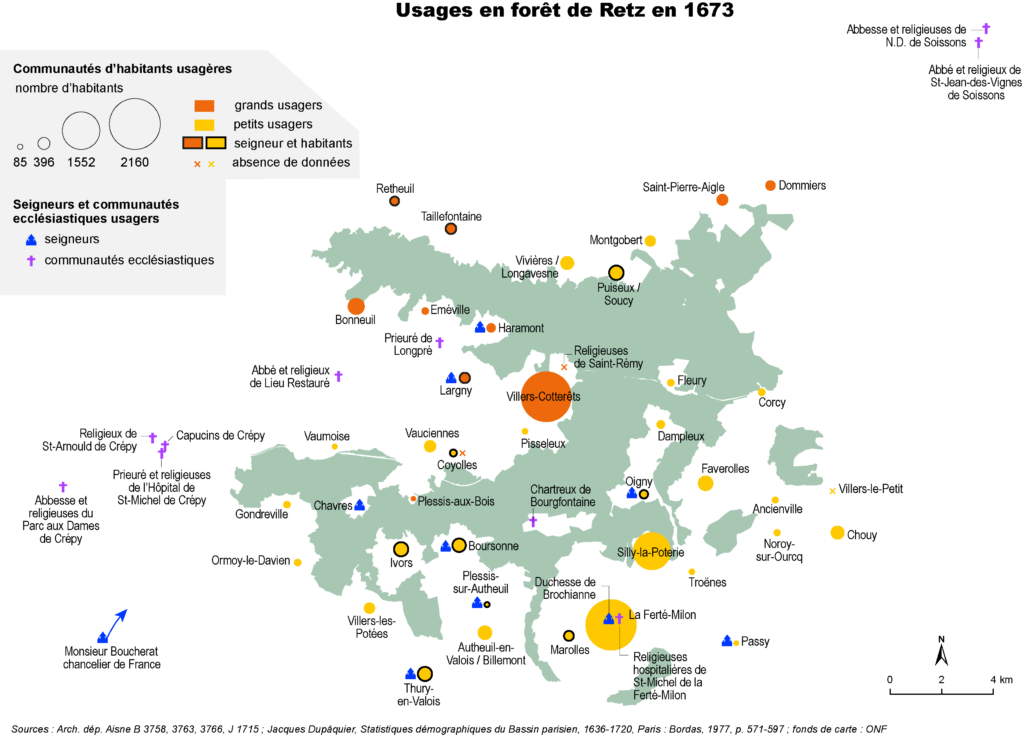 carte des usages en forêt de Retz