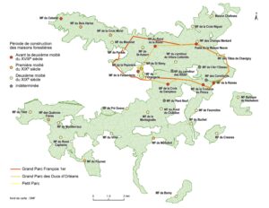 Cartes des maisons forestières en forêt de Retz (Aisne)