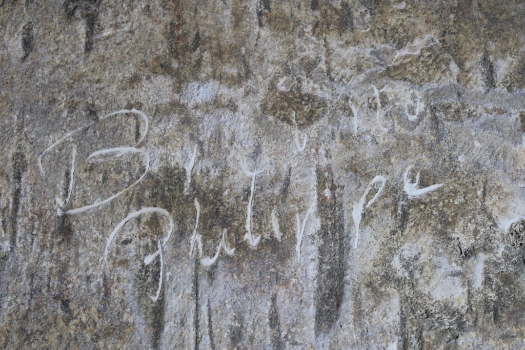 Graffiti relevé à la citadelle de Doullens (Somme) dans la contremine du bastion d'Amiens
