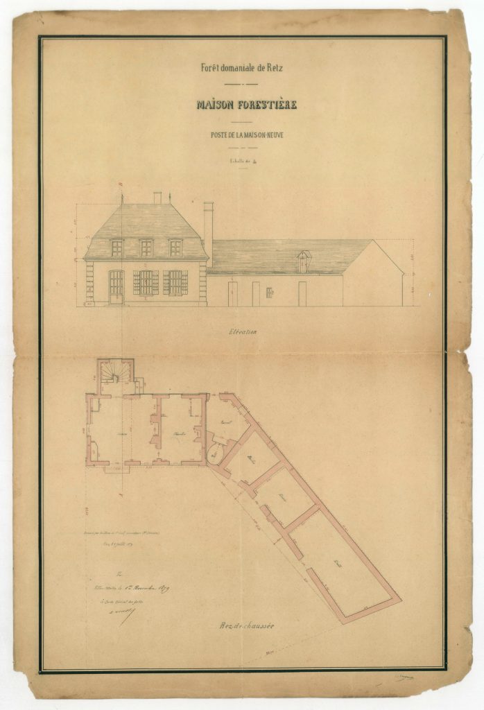 Plan et élévation du poste de la Maison Neuve