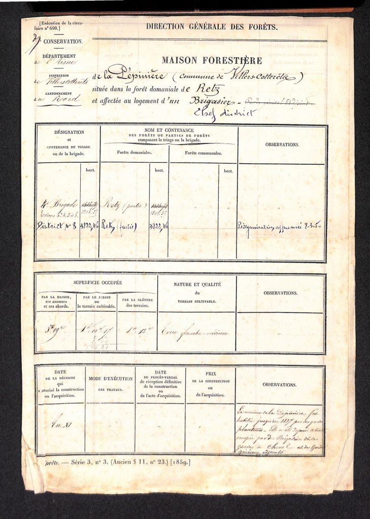 Feuillet signalétique de la maison forestière de la Pépinière