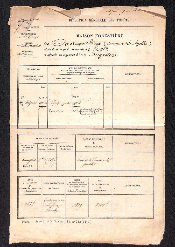 Feuillet signalétique de la maison forestière de Quatorze Frères