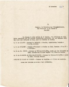 Lettre et inventaire des maisons forestières démolies ou inspectées