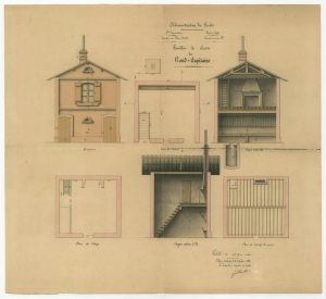 Rond Capitaine – plan et dessins du pavillon de chasse