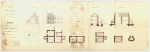 Rond Chatillon – plan et dessins d’un bâtiment à construire à la maison forestière