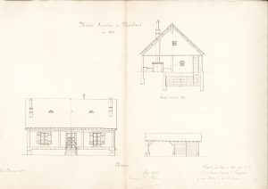 Moulinet – Coupe et élévation de la maison forestière