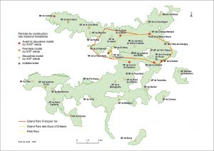 Carte des maisons forestières en forêt de Retz (Aisne) selon les périodes