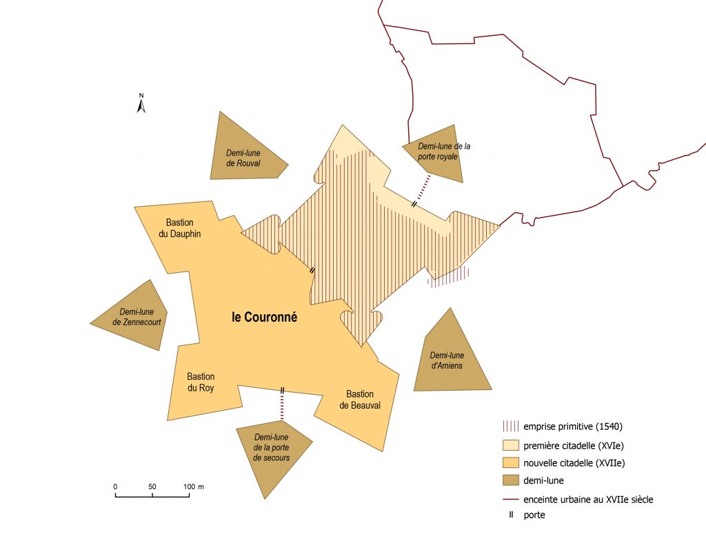 Plan de la citadelle de Doullens au 17e siècle (PHN - UPJV)