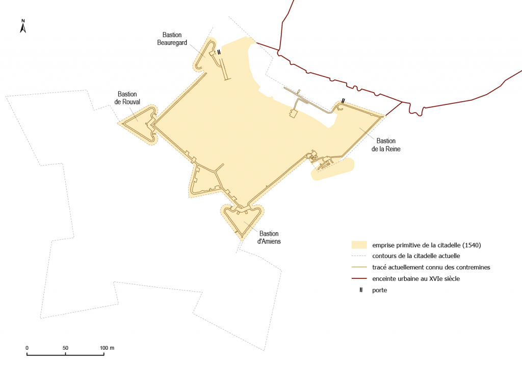 Plan de la citadelle de Doullens au 16e siècle (PHN - UPJV)